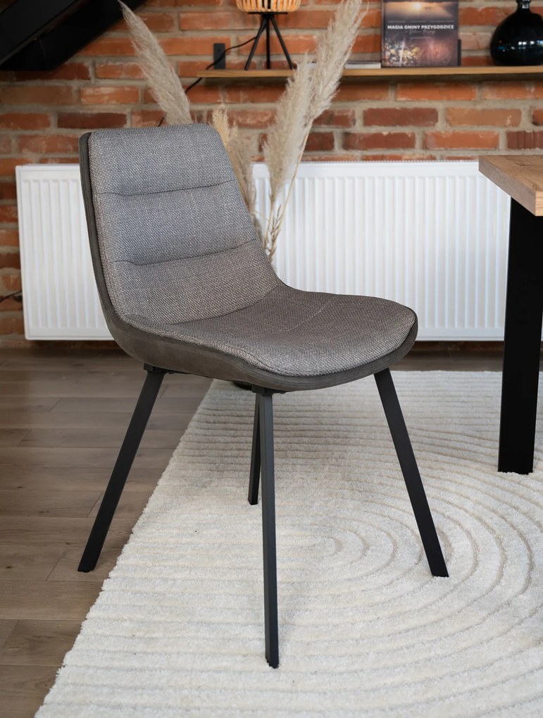 MAZZONI EXPORT IDA Taupe Gri Deschis/Antracit Maro (material Basel 34/Preston 96) - SCAUN TAPIȚAT MODERN PENTRU SALON/SUFRAGERIE LOFT