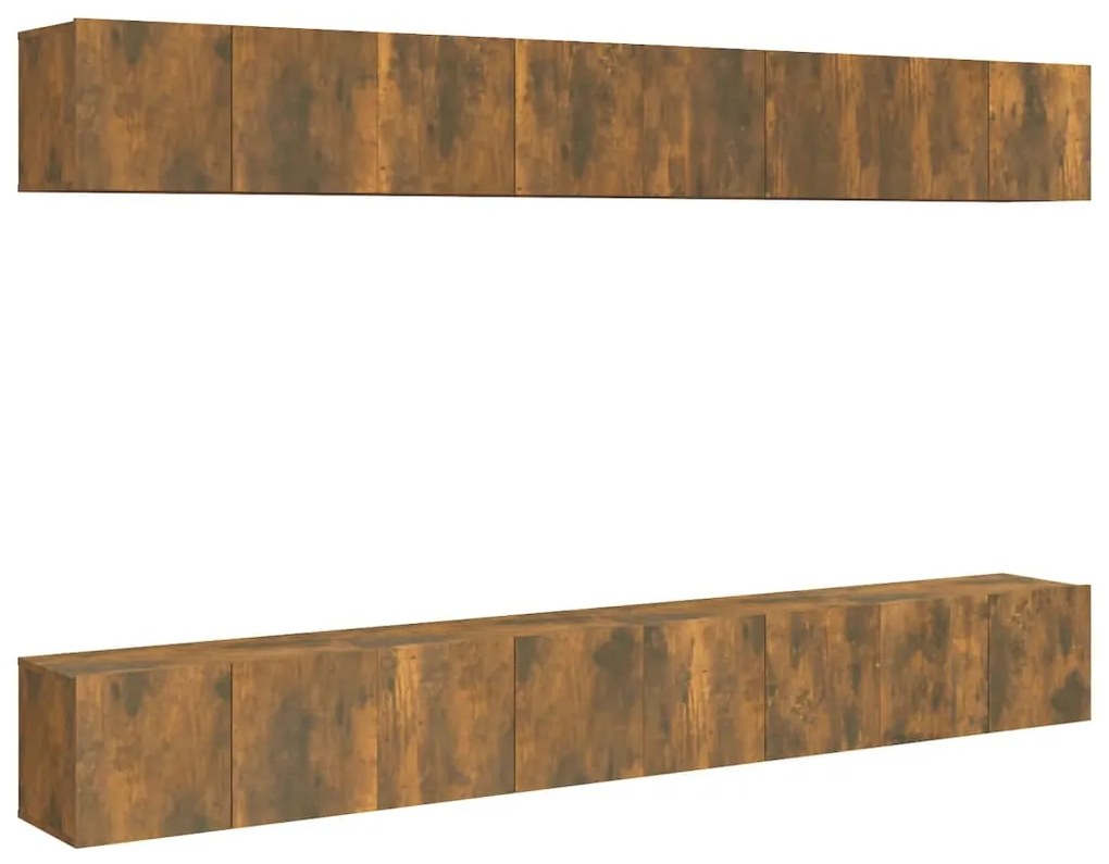 3120308 vidaXL Comode TV, 8 buc., stejar fumuriu, 60x30x30 cm, lemn prelucrat