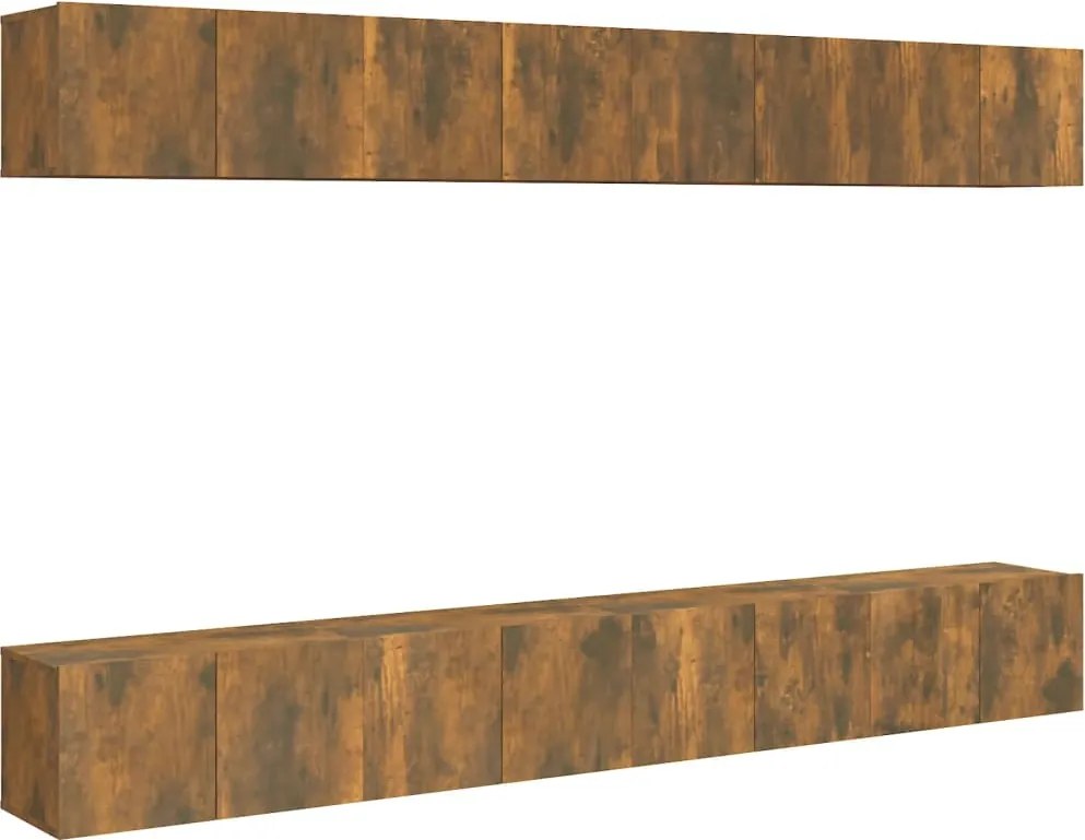 vidaXL Comode TV, 8 buc., stejar fumuriu, 60x30x30 cm, lemn prelucrat