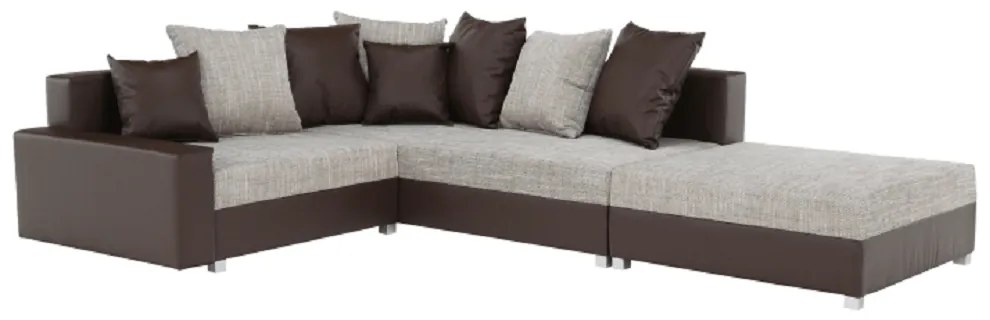 Colţar, piele ecologică maro/stofă maro, model dreapta, PETRANA NEW