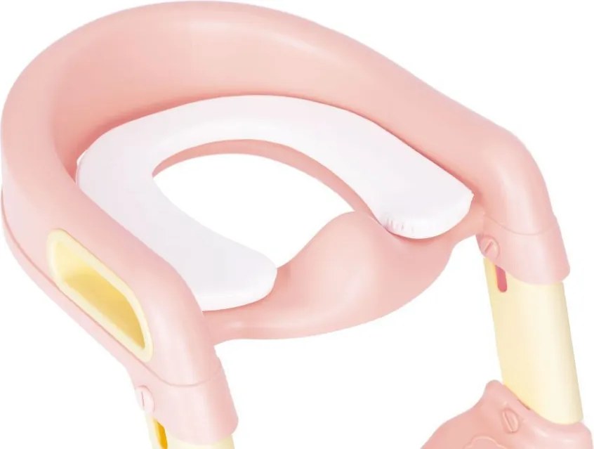 Scaun de toaletă cu trepte și scară roz