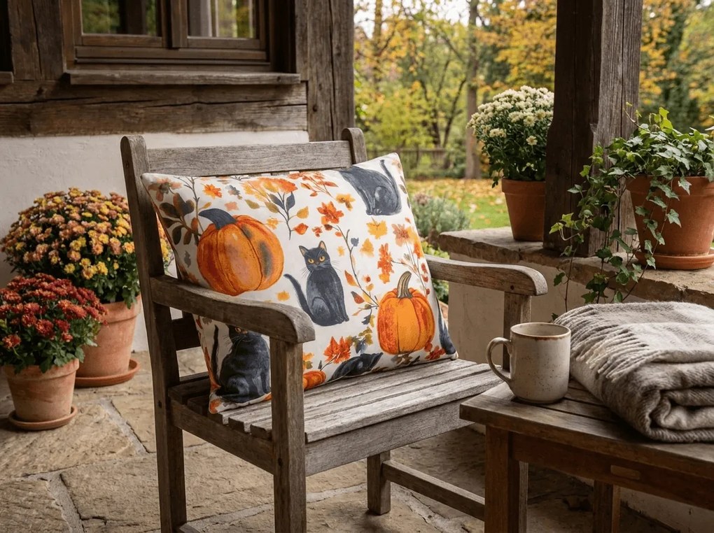 Husa de perna din microfibra CATS AND PUMPKINS 50x70 cm, colorat