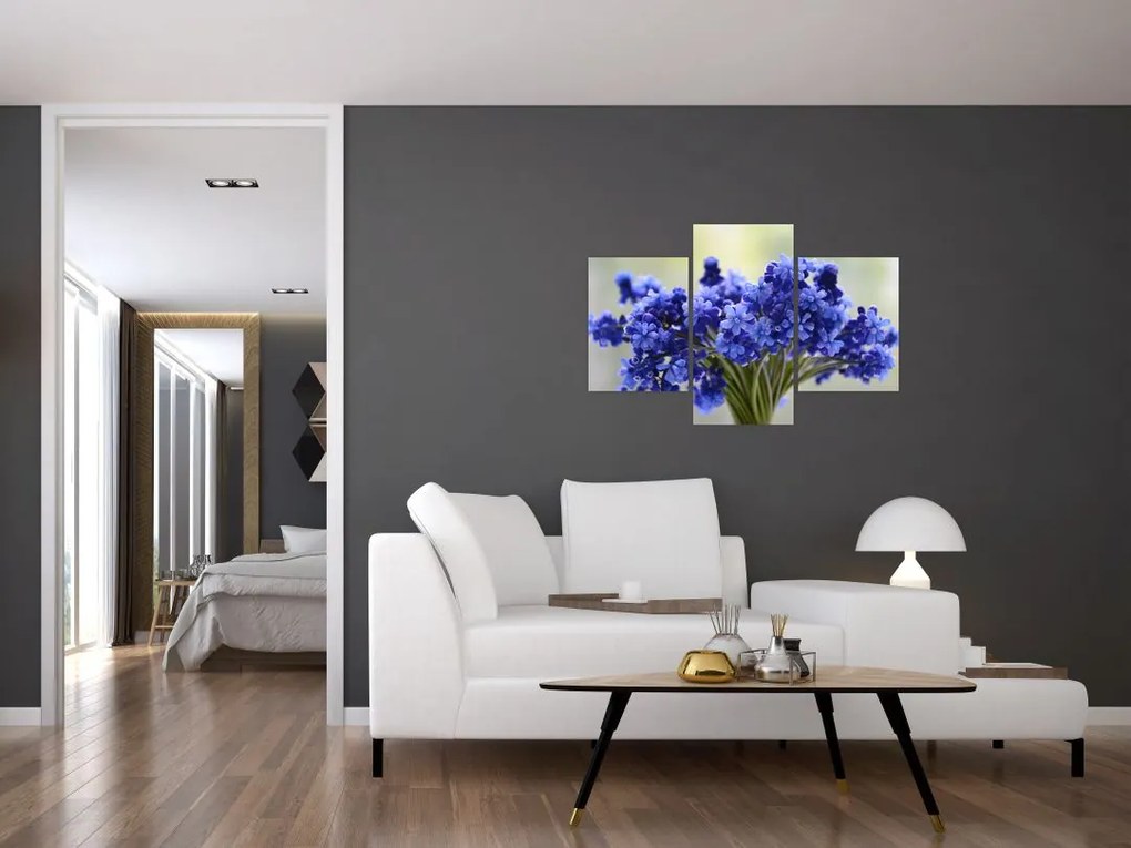 Tablou buchet cu flori albastre (90x60 cm)