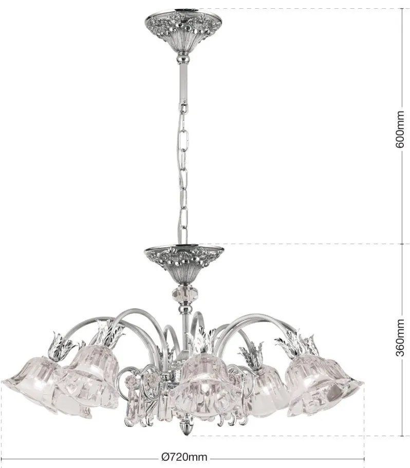 Candelabru cristal design lux LA BOHEME D-72cm 8L antique silver