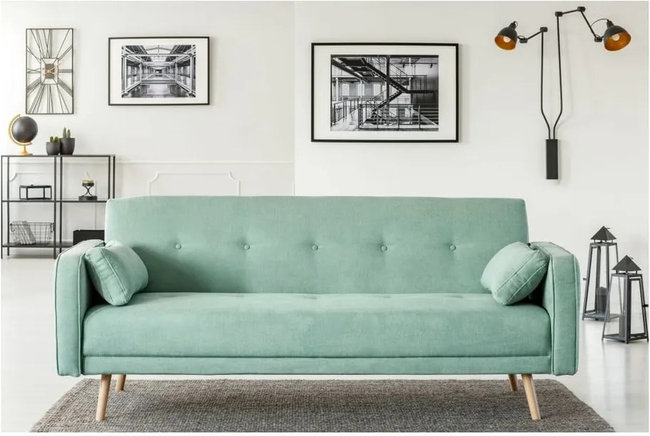 Canapea extensibilă Cosmopolitan Design Stuttgart, verde mentă, 212 cm