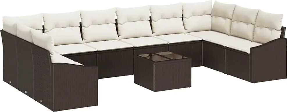 vidaXL Set de canapele pentru grădină Maro și Crem poliratan