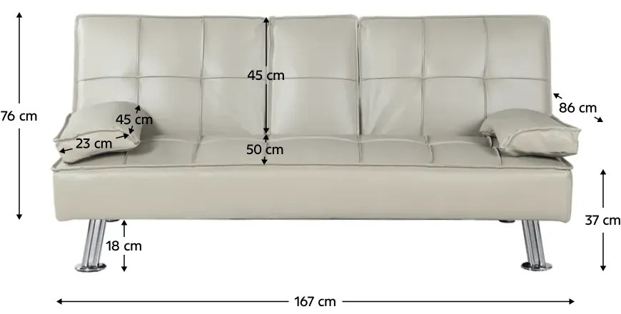 Canapea extensibilă, piele eco bej, GOLDIA NEW