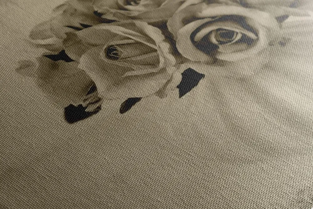 Tablou trandafiri în vază în design sepia