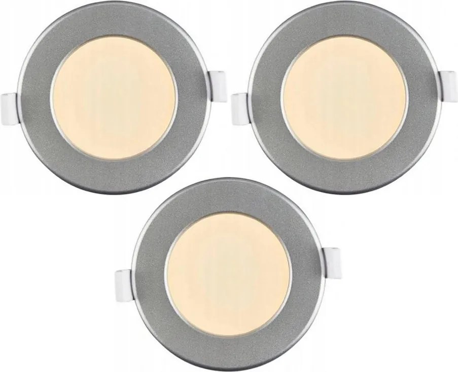 Set 3x spoturi LED încastrate pentru baie, LED/6W/230V, IP44, argintiu