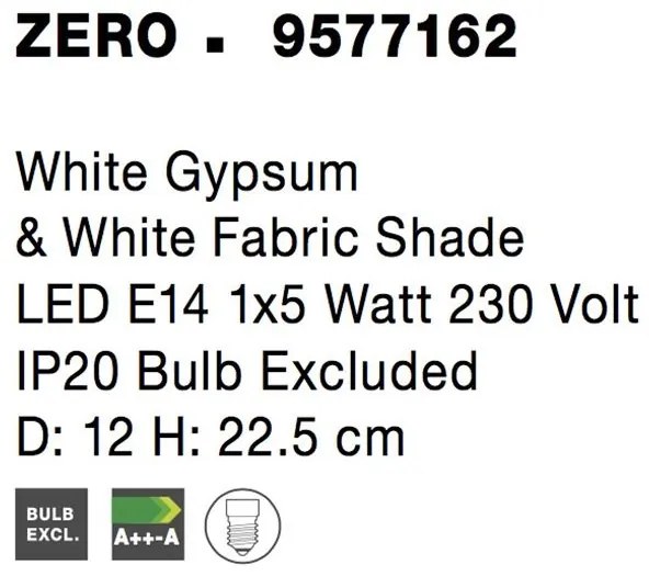 Veioza, lampa de masa design modern ZERO gips alb NVL-9577162