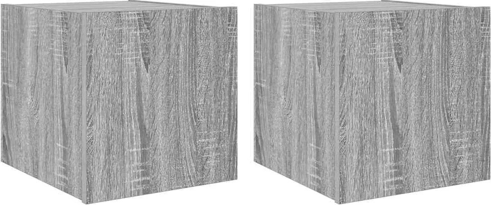 vidaXL Comode TV cu lumini LED, 2 buc., gri sonoma, 30,5x35x30 cm