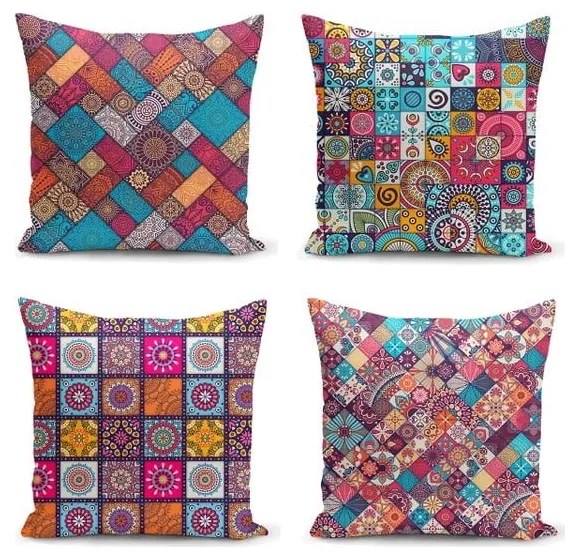 Fețe de pernă 4 buc. 45x45 cm Mandala Tiles – Minimalist Cushion Covers