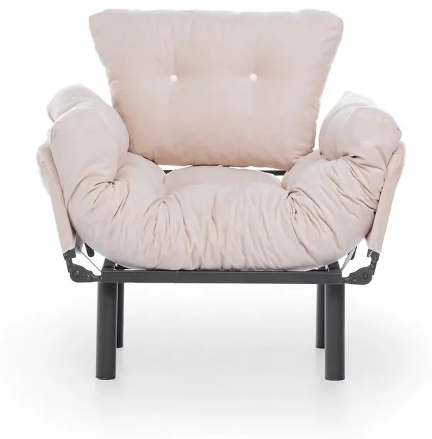 Fotoliu extensibil Nitta Single, Futon,135x70 cm,metal, crem