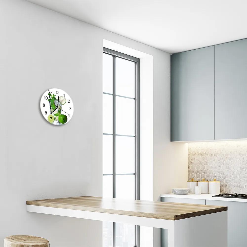 Ceas de perete din sticla rotund Lime Mint Bucătărie Verde