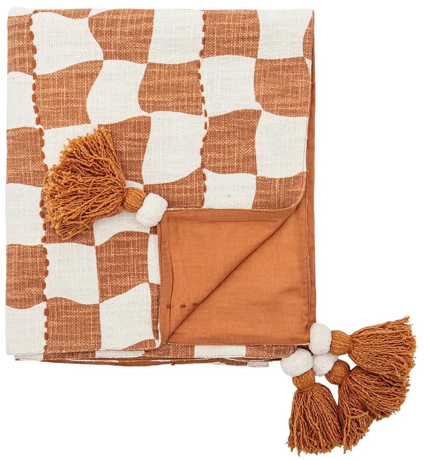 Pătură maro/bej din bumbac 130x150 cm Chola – Bloomingville