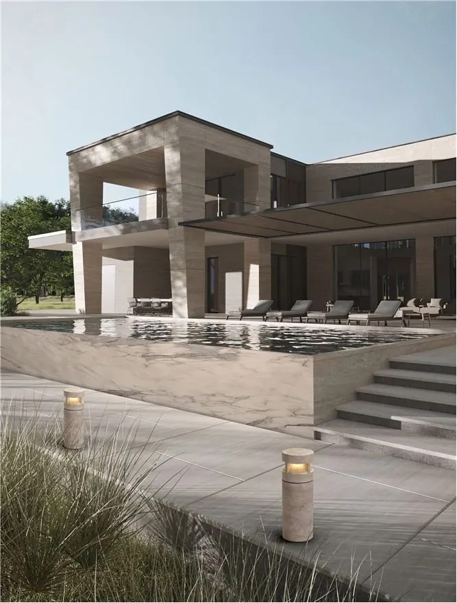 Stalp exterior din travertin LED IP65 Balma