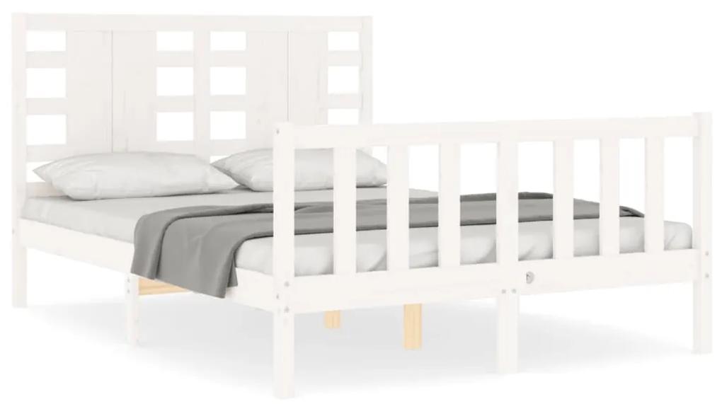 3192812 vidaXL Cadru de pat cu tăblie, alb, 120x200 cm, lemn masiv