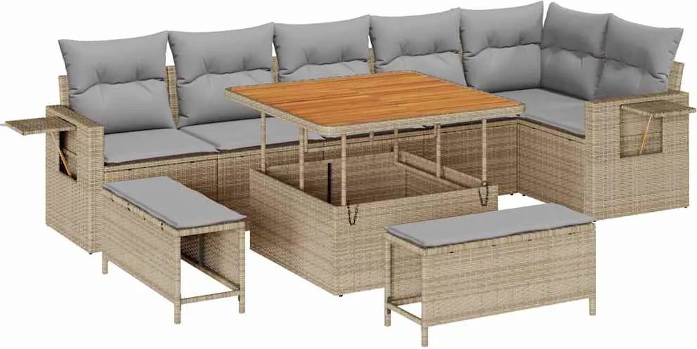 vidaXL Set de canapele pentru grădină 11 pcs Beige și gri deschis