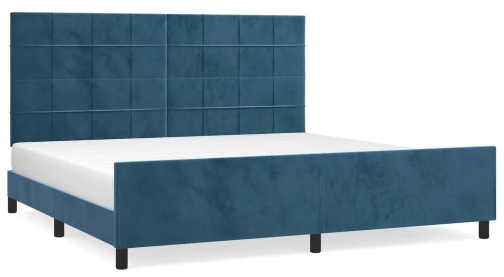 3125779 vidaXL Cadru de pat cu tăblie, albastru închis, 200x200 cm, catifea