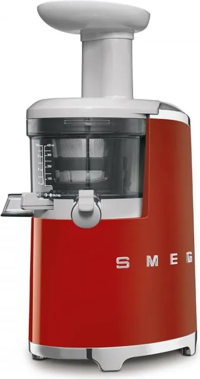 Storcător de fructe Smeg SJF01RDEU, 150 W, 500 ml, rotație inversă, recipient pentru resturi de 1,6 l, roșu
