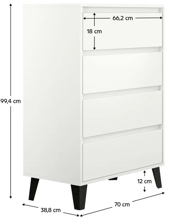 Comodă Brisas 4 (alb + negru) . 1116258