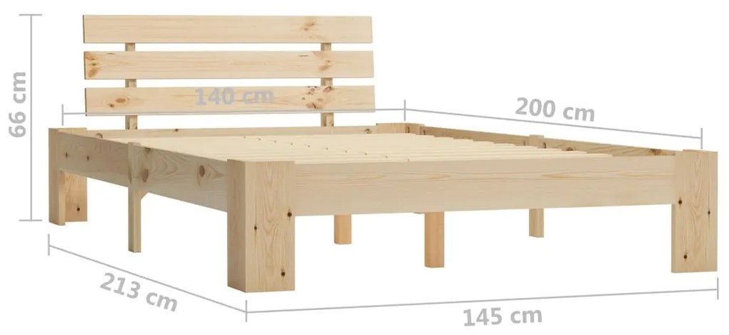 Cadru de pat, 140 x 200 cm, lemn masiv de pin Lemn deschis, 140 x 200 cm