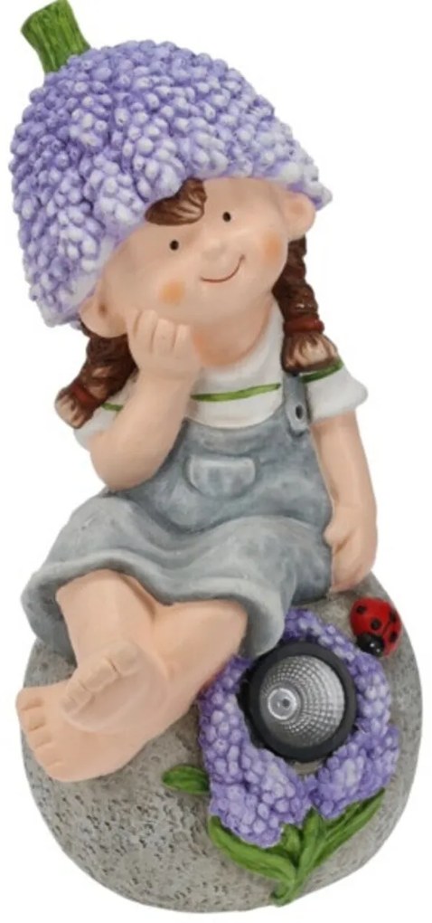 Lampa solara Girl w lavender, 21x23.5x46.5 cm, oxidat de magneziu