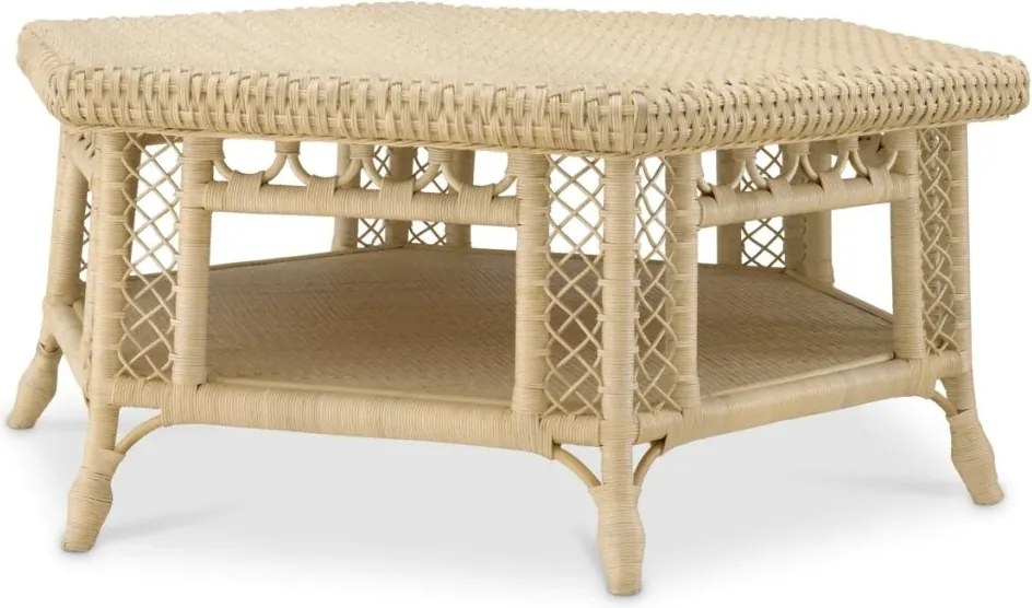 Masuta de cafea din ratan natural design LUX Saba Hexagon