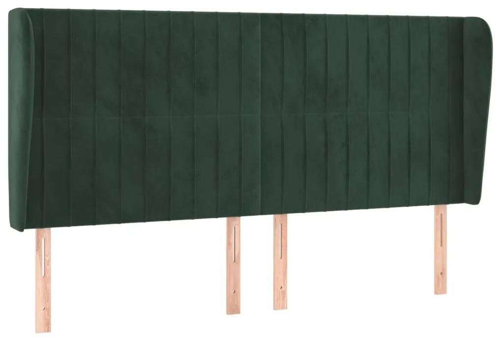 Tablie pat cu aripioare verde inchis 183x23x118 128 cm catifea 1, Verde inchis, 183 x 23 x 118 128 cm