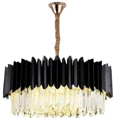 Candelabru Cristal, 8 X E27, Negru, 50cm