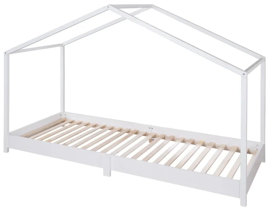 Pat pentru copii alb de tip casă 90x200 cm Montessori – Roba