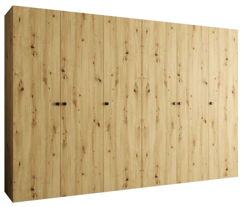 Dulap de haine 300 cm Parna 1 (Stejar artisan + Negru). 1125899