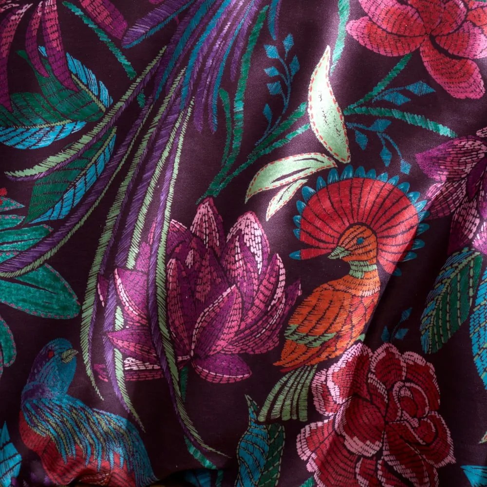 Lenjerie de pat mov din catifea pentru pat de o persoană 135x200 cm Bridgerton Kate Floral – Catherine Lansfield