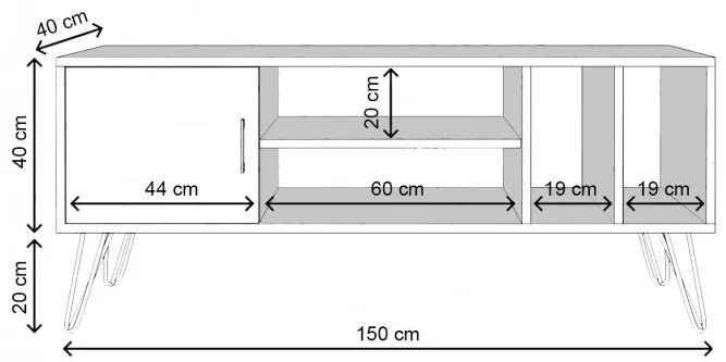 Comoda TV Tuğba-L3023 Negru-Maro