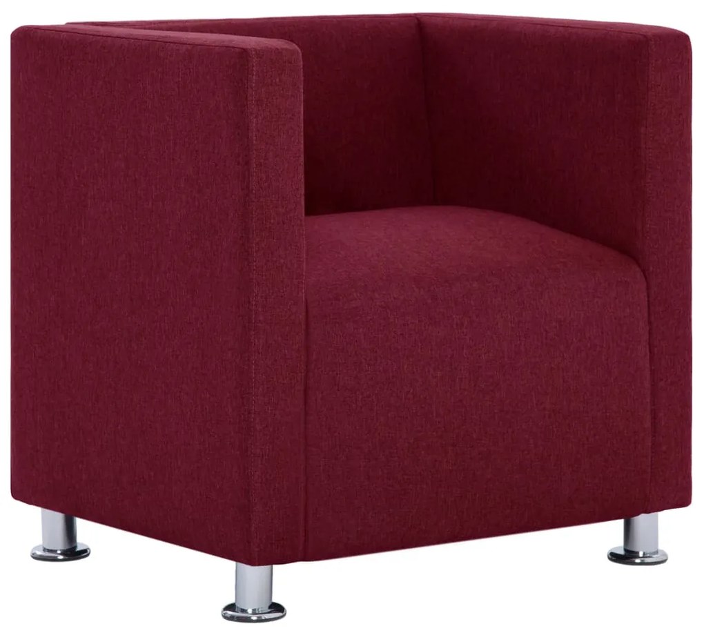 282151 vidaXL Fotoliu cubic, roșu vin, material textil