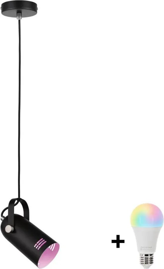 Paulmann LAVEA 79766 - Lustră suspendată pe cablu LED RGBW 1xE27/12W 230V, neagră