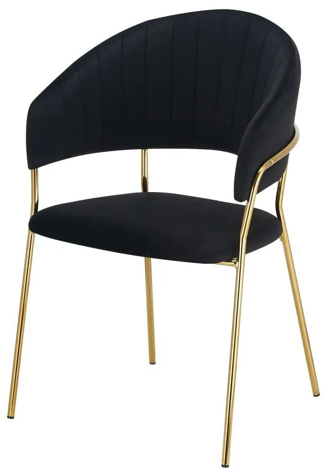 Fotoliu de sufragerie de design Dasmona 1 (Negru + Auriu + Crom) . 1097107