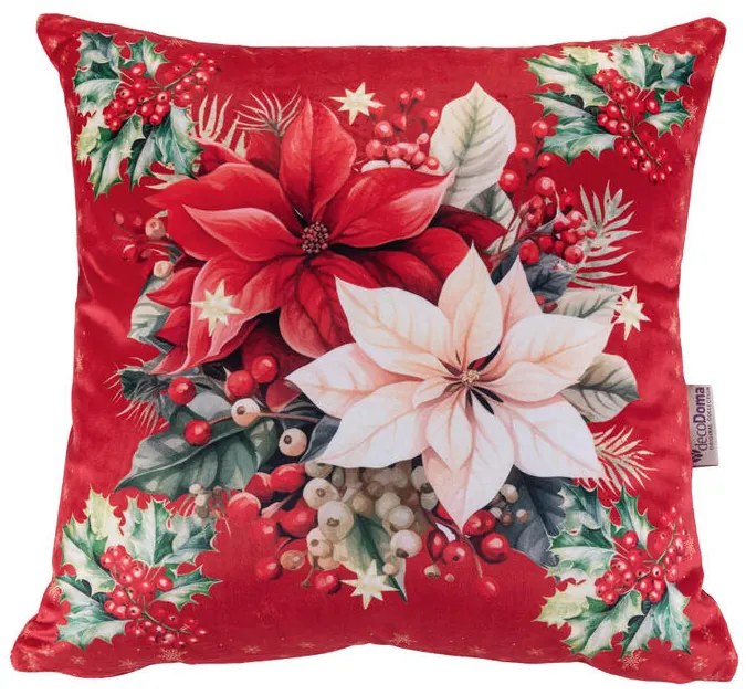 Set de 3 fețe pernuțe RED POINSETTIA 45 x 45 cm