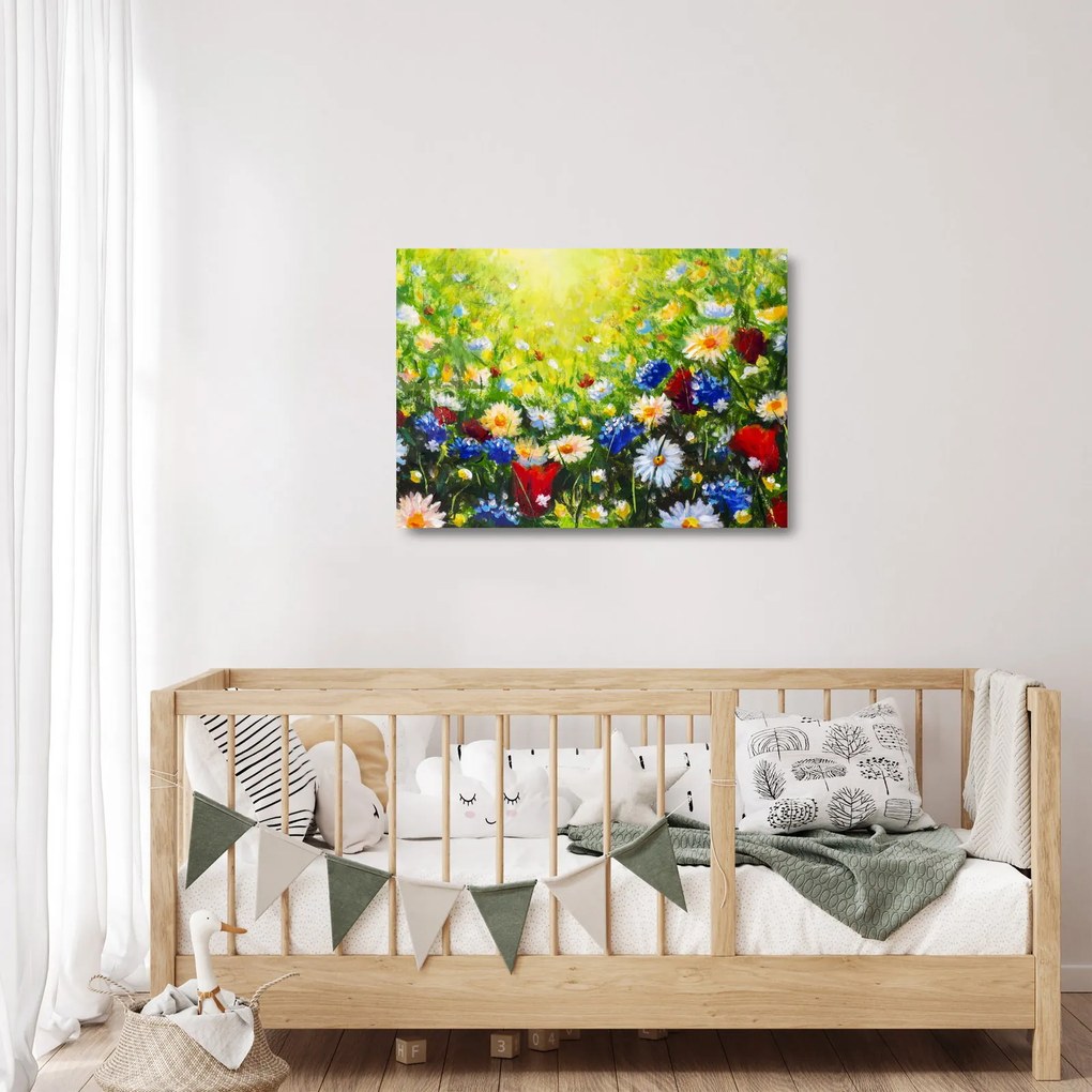Tablou pe sticlă - Flori sălbatice (70x50 cm)