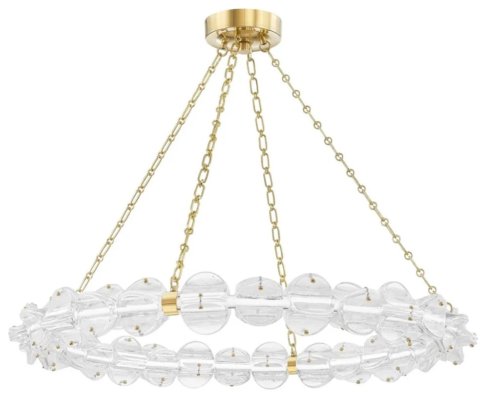 Lustra Circulara, Sticla Texturata, Design Lux, Auriu, Lindley