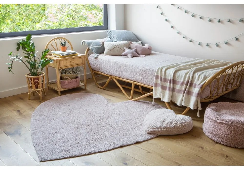 Covor pentru copii roz lavabil/țesut manual din bumbac 160x180 cm Puffy Love – Lorena Canals