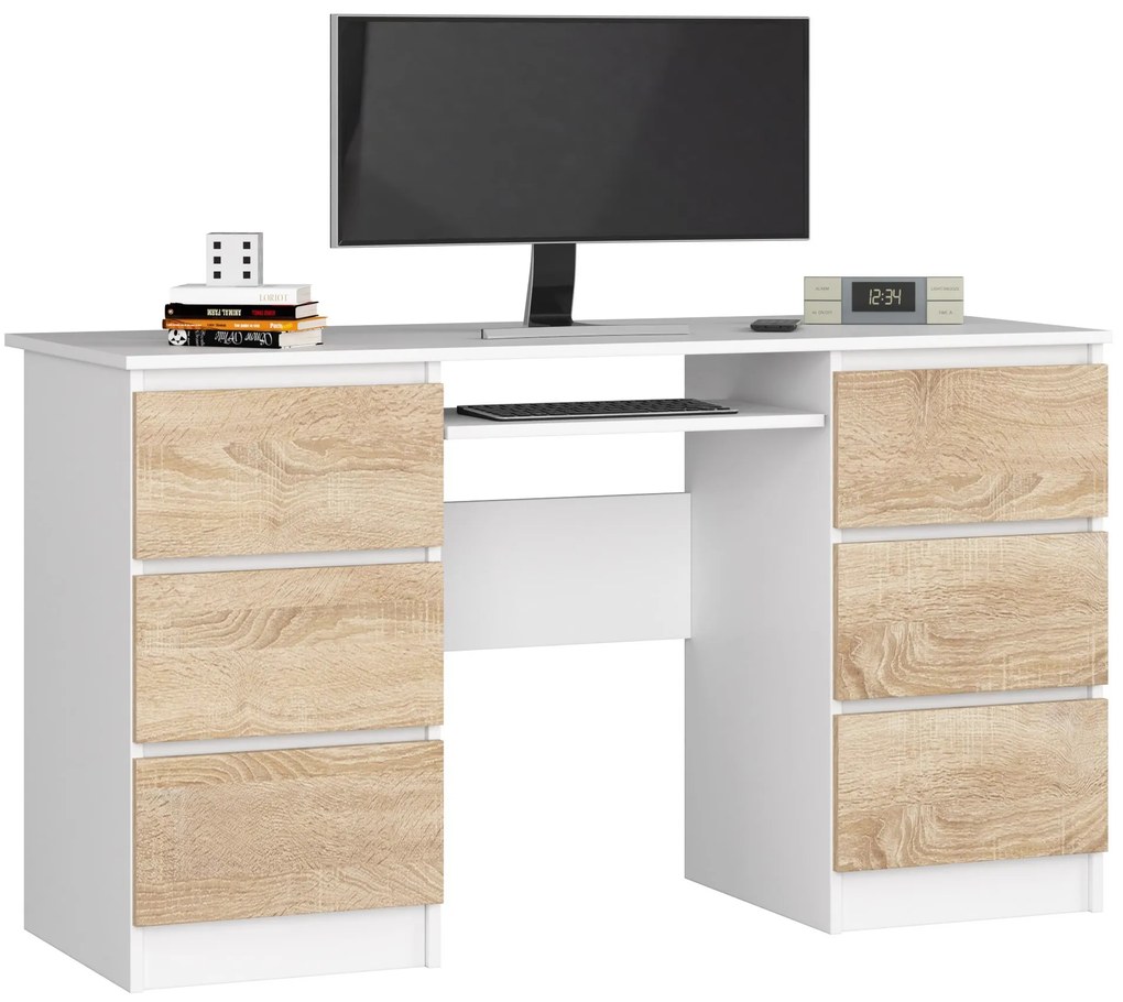 Masă PC Behati (Alb + Stejar sonoma). 1069460