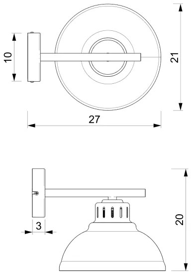 Lampă de perete SVEN 1xE27/15W/230V alamă