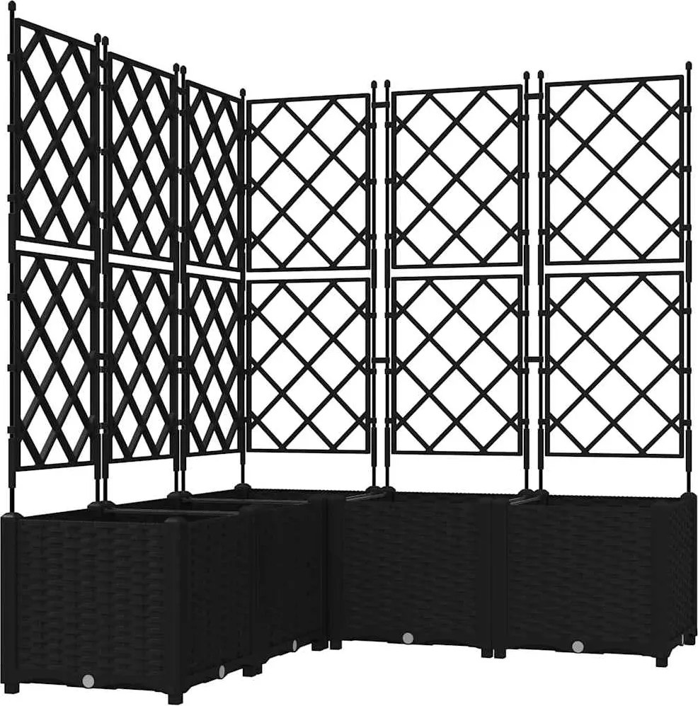 vidaXL Vază pentru Grădină 5 pcs Negru 120 x 120 x 143 cm Oțel