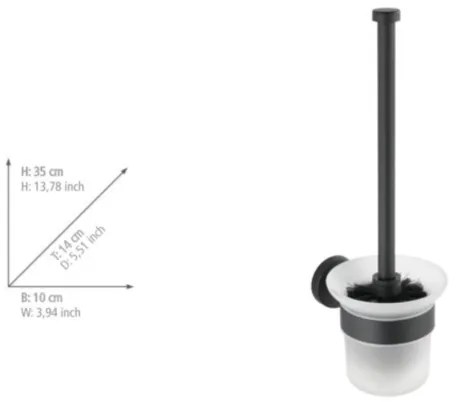 WENKO 24243100-WC Perie WC BOSIO BLACK 10x35 cm inox/argintiu/satinat
