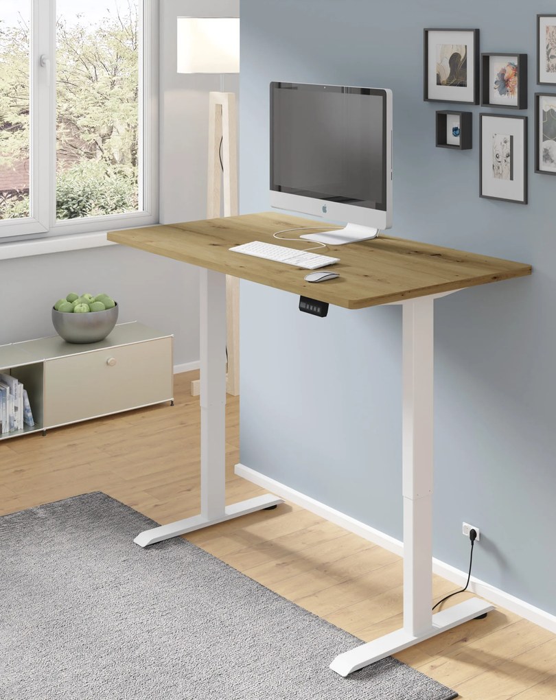 Masă PC electrică Motiva 120 (alb + Stejar artisan). Promo -7%. 1124890