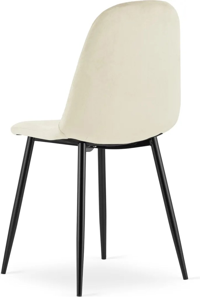 Scaun de catifea bej ASTI cu picioare negre