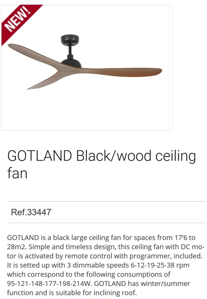 Ventilator de tavan cu telecomanda design modern GOTLAND nuc