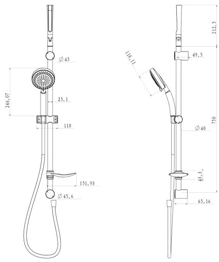 Set de duș Aqualine TILA crom lucios