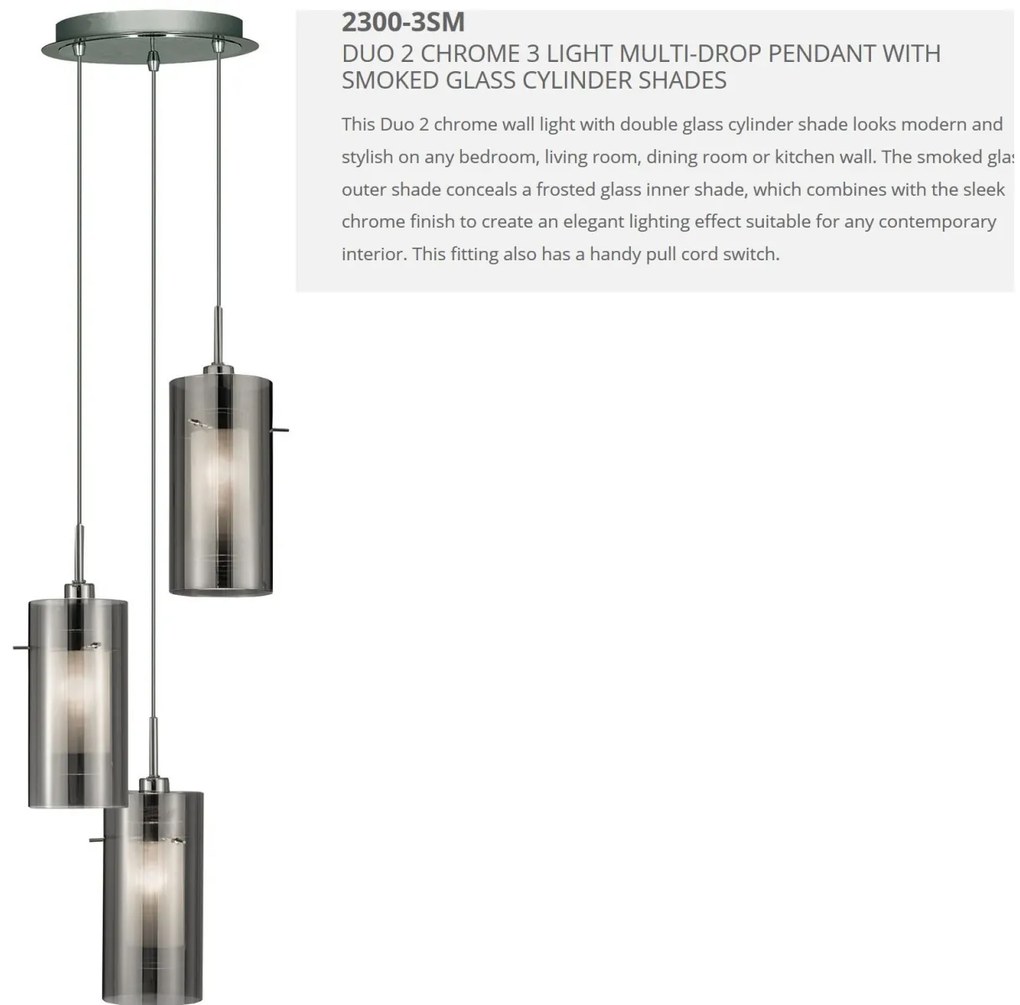 Lustra suspendata design modern Duo II 3L crom 2300-3SM SRT
